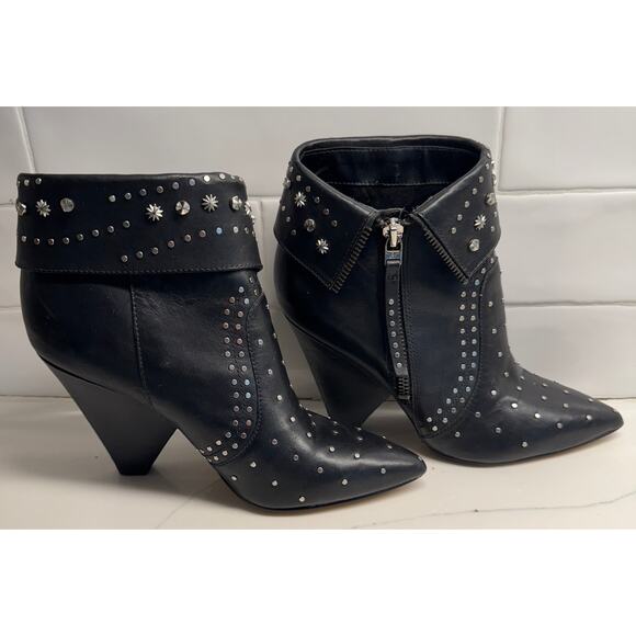 Sam Edelman Royce Studded Ankle Bootie Black Leather - Picture 2 of 12